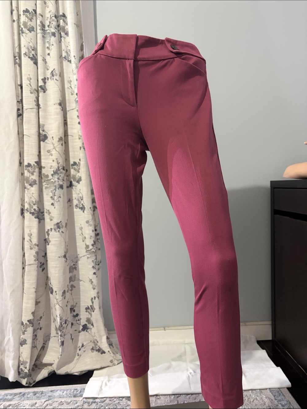 LOFT Cropped High-Waist Pants in Deep Berry